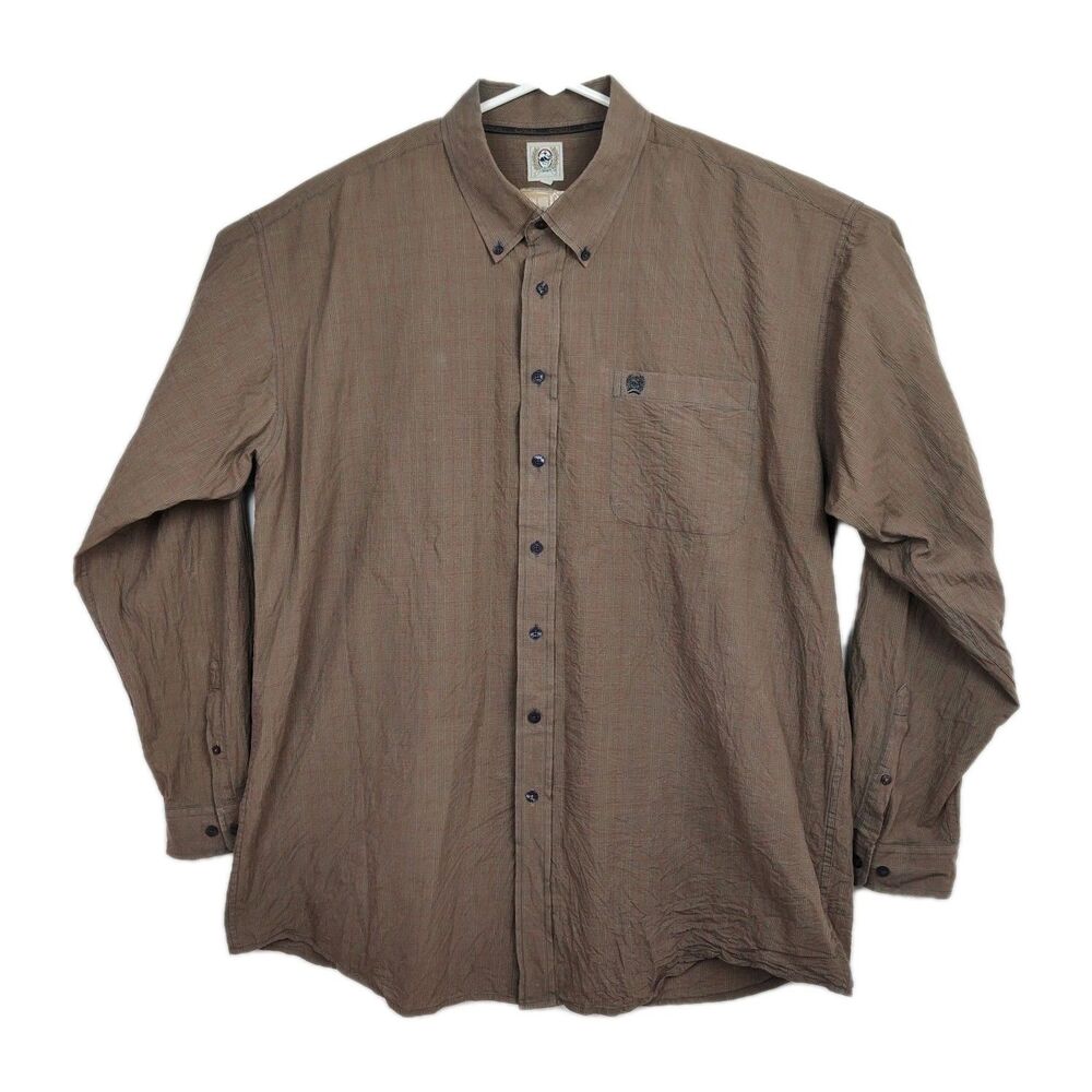 Cinch Button-Up Shirt Men's Size XXL Brown‎ Plaid Long Sleeves Collared